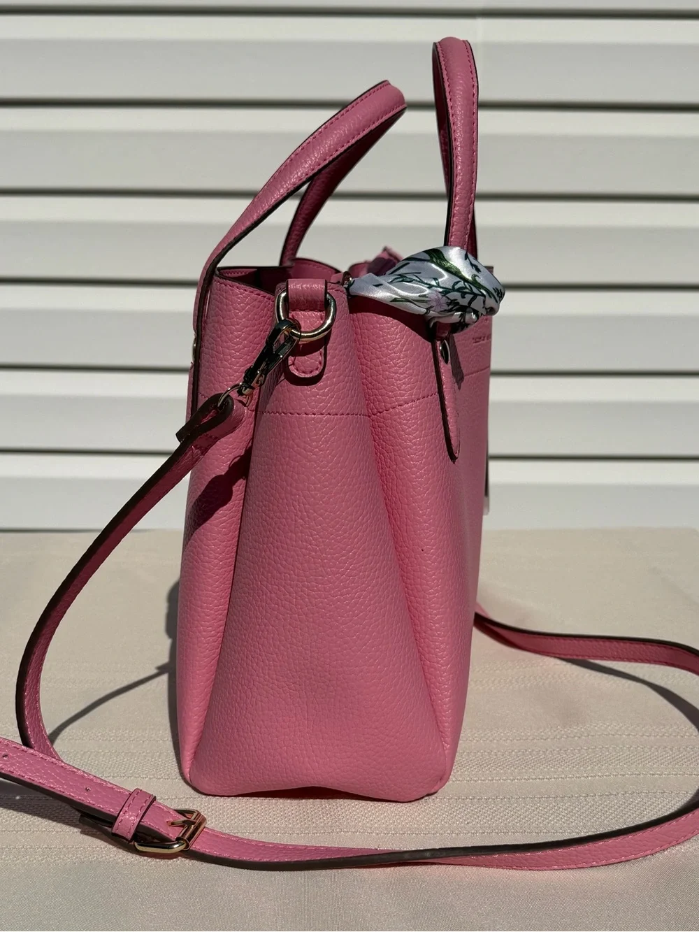 Nanette Lepore Bubble Gum Pink Satchel Handbag Crossbody Floral Scarf NWT